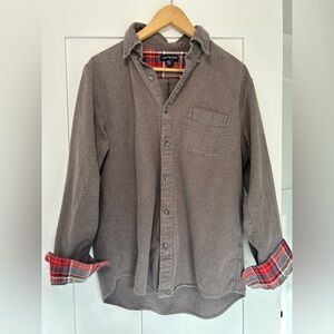 Lands’ End Charcoal Shirt with Red Plaid Accents